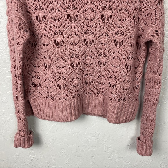 American Eagle mauve mock neck open knit sweater size XS - Picture 5 of 9